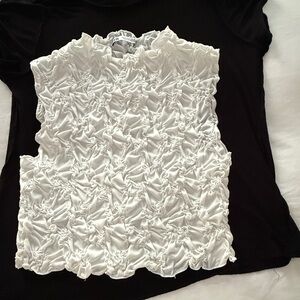 Zara White Textured Short Sleeve Top